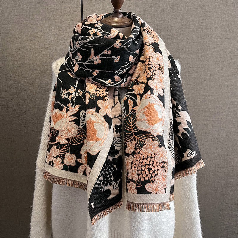 Women's Artificial Cashmere Korean Printed Elegant Warm Scarfs