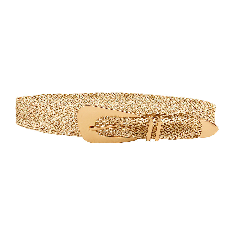 Women's Summer Grass Gold Hand-woven Irregular Metal Belts