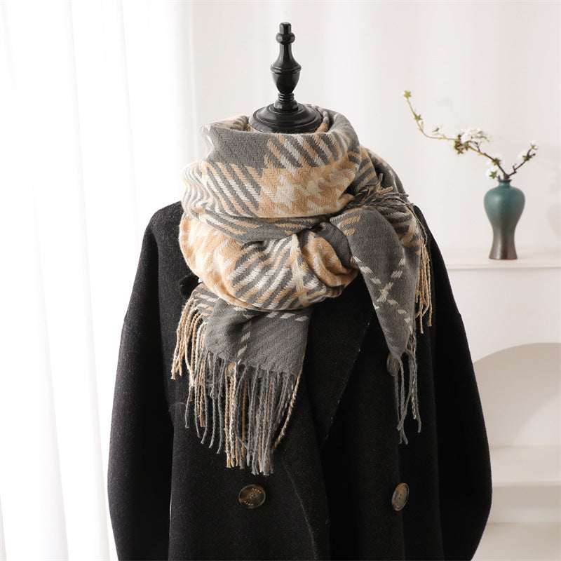 Women's British Plaid Simple Warm Thickened Popular Scarfs