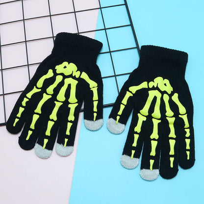 Women's & Men's Warm Wool Halloween Carnival Performance Skull Gloves