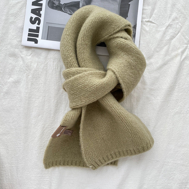 Wool Small Blended Knitted Solid Couple Scarfs