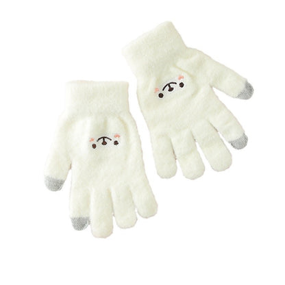 Women's Korean Style Cute Fleece-lined Thickened Cycling Five-finger Gloves