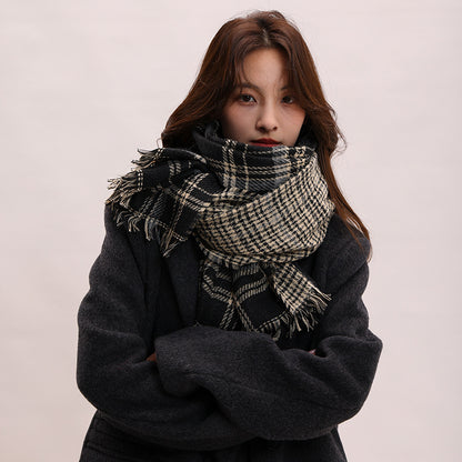 Women's Plaid Korean Thickened British Shawl High-grade Scarfs