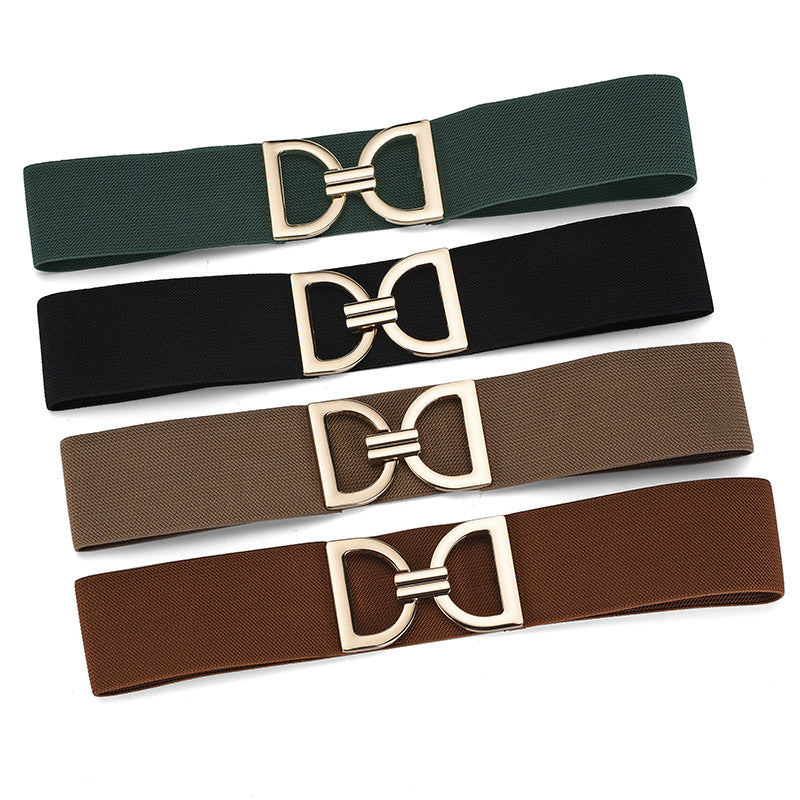 Women's Korean Style Alloy Buckle Wide Waist Belts