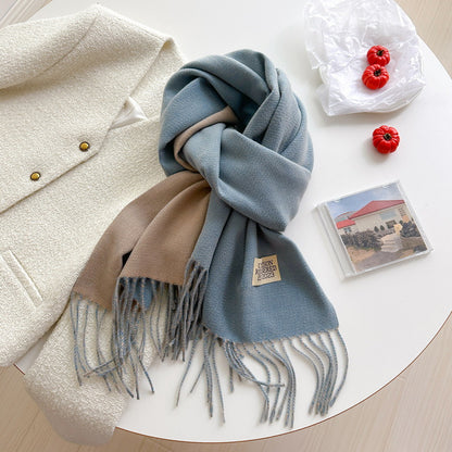 Women's Korean Double-sided Artificial Cashmere Pure Color Warm Scarfs