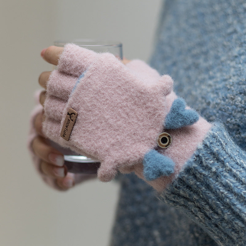 Half Finger Knitted Warm Writing Cycling Gloves