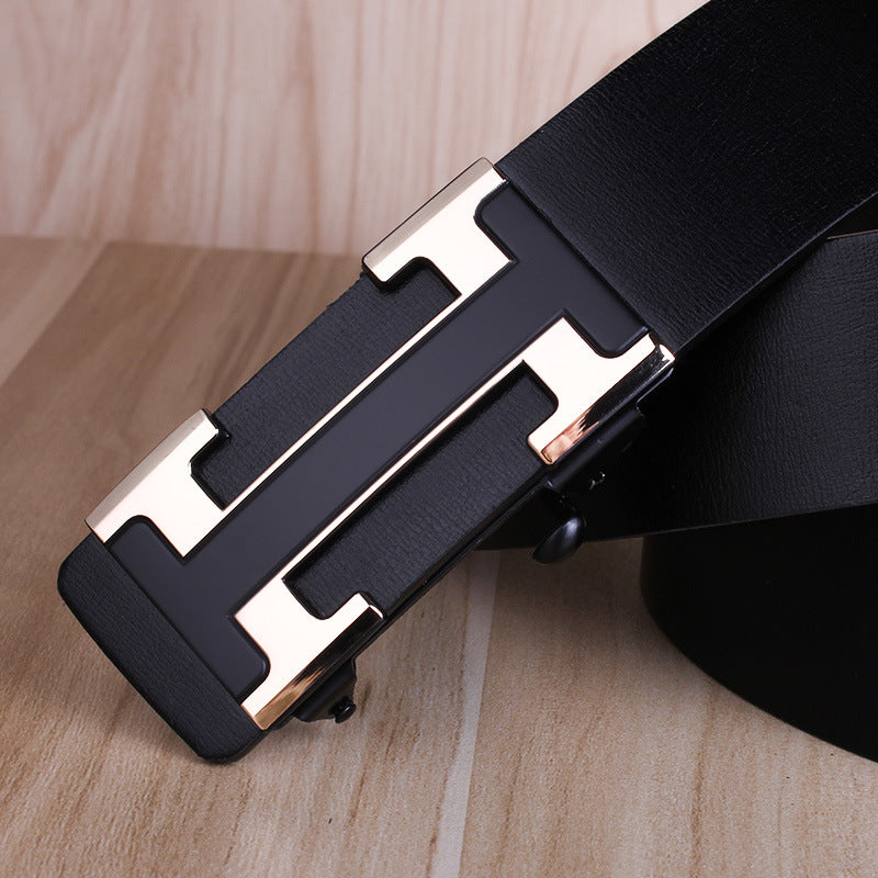 Men's Leather Toothless Automatic Buckle Waist Seal Belts