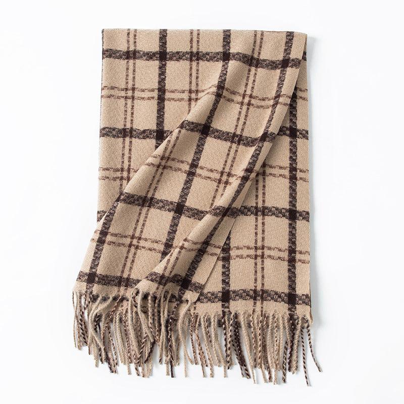 Style Sweet Warm Artificial Cashmere Plaid Couple Scarfs