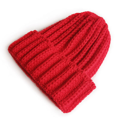 Stripe Knitted Hat Solid Color Woolen Kids' Headwear