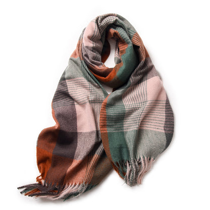 Plaid Tassel Dopamine Shawl Warm Thickened Sky Scarfs