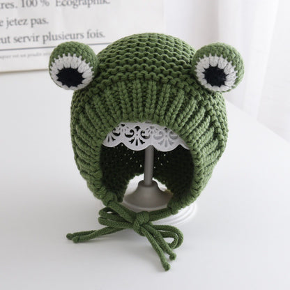 Big Eyes Frog Fleece-lined Woolen Hat Kids' Headwear