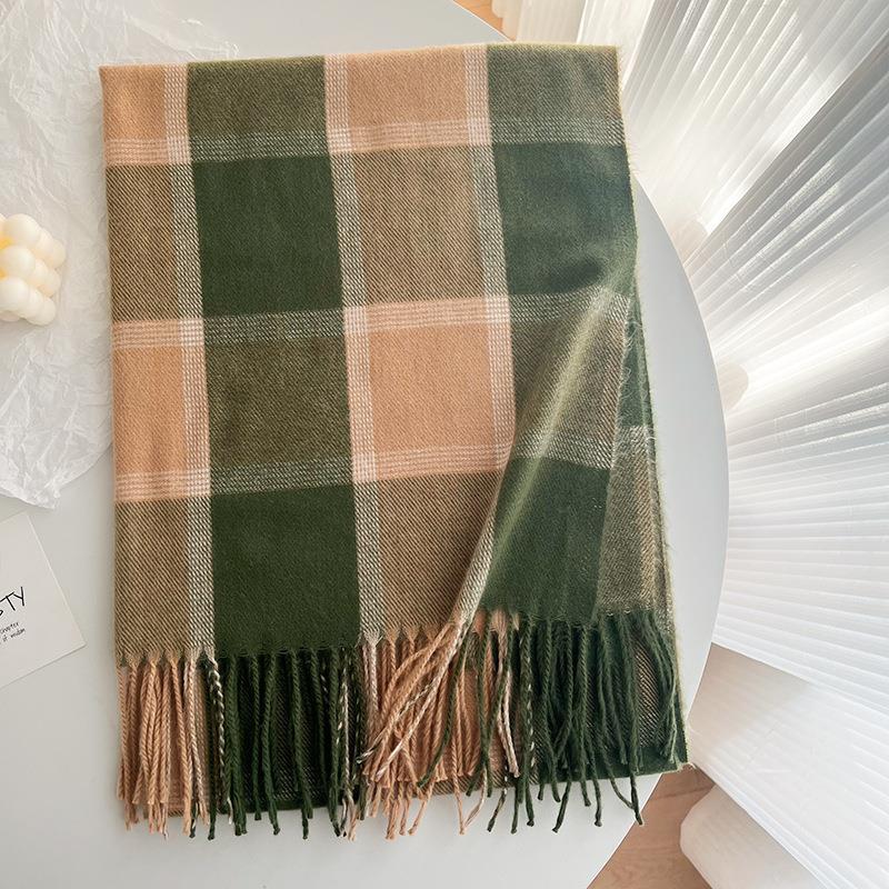 Women's & Men's Korean Style Winter Cashmere Vintage Plaid Scarfs