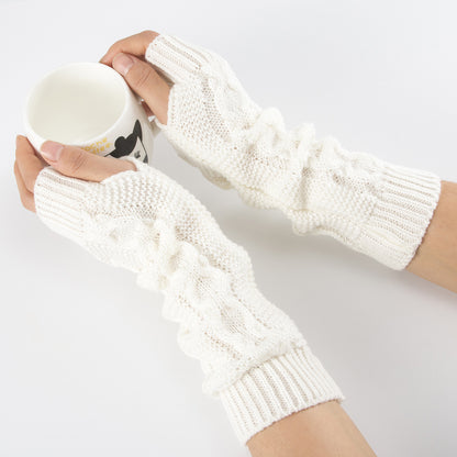 Women's & Men's Pattern Fingerless Half Finger Wool Wristband Oversleeve Gloves