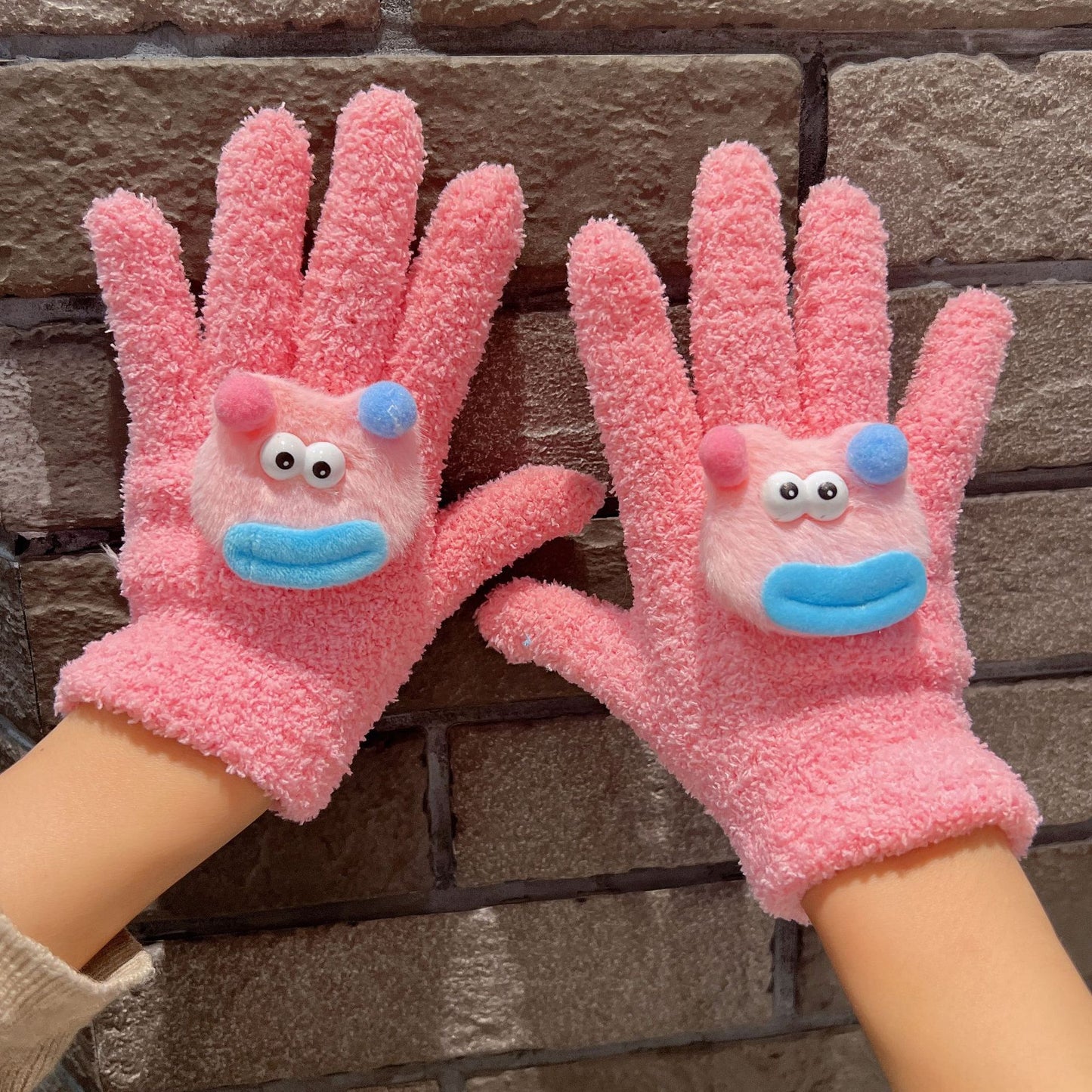 Eyes Cute Plush Female Cycling Warm Gloves