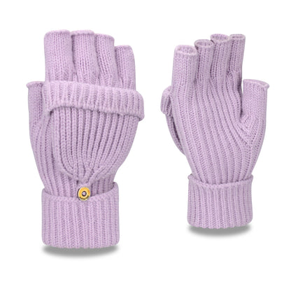 Women's & Men's Winter Half Finger Flip Knitted Thickened Warm Wool Gloves