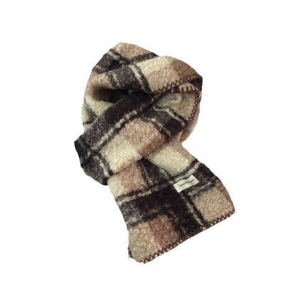 Women's Vegetable Green Plaid Plush High-grade Cycling Thickened Scarfs