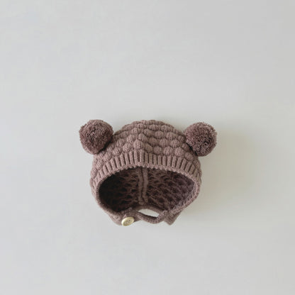 Hat Cute Infants Ball Earflaps Woolen Kids' Headwear