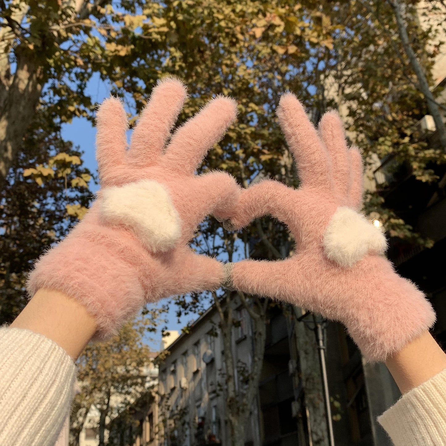 Fleece-lined Warm Touch Screen Sweet Korean Style Cute Knitting Gloves