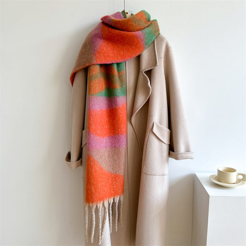 Women's & Men's Solid Color Simple Blocking Thicken Lengthen Scarfs