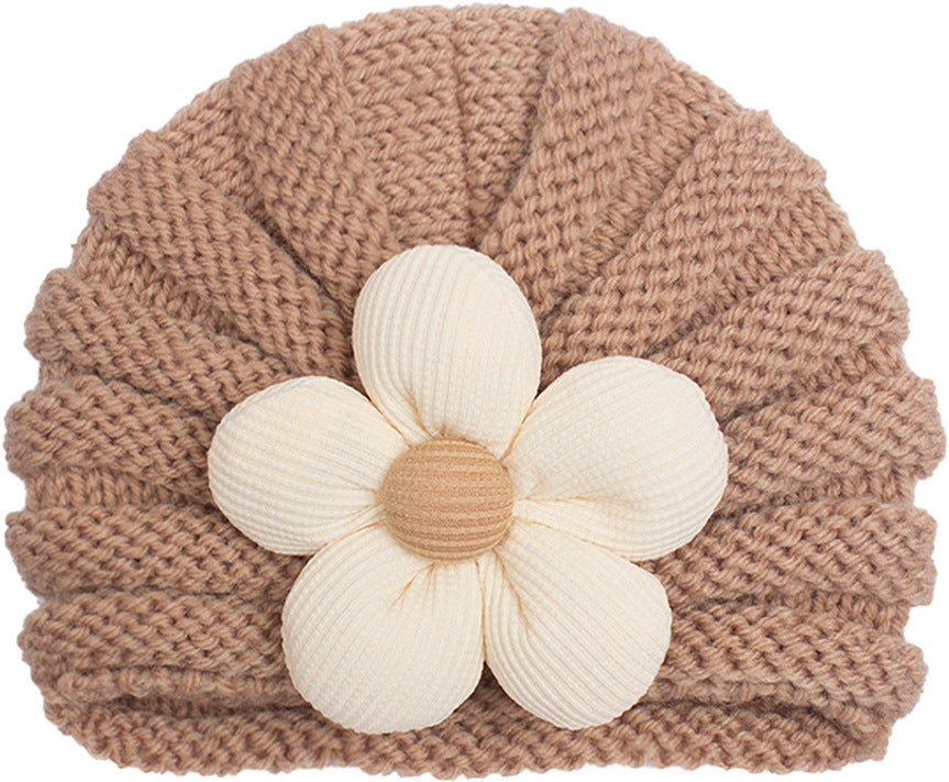 Children's Woolen Warm Comfortable Flower Sleeve Hat Kids' Headwear