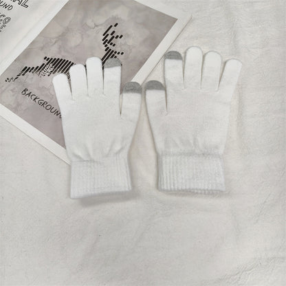 Female Winter Pure Color Warm Keeping Gloves