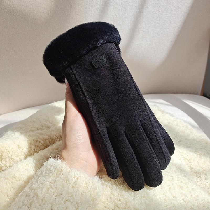 Women's Fleece Lined Padded Warm Keeping Windproof Touch Gloves