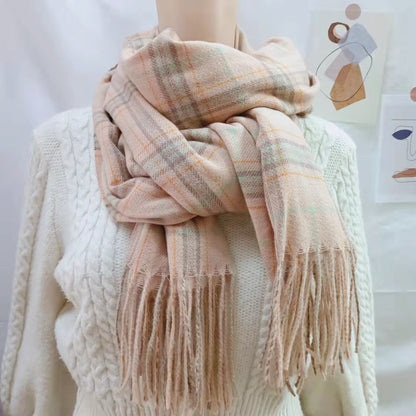 Winter Plaid Cashmere Warm Tassel Shawl Scarfs