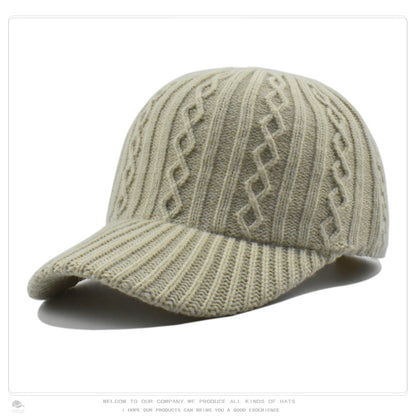 Women's Knitted Wool Baseball Korean Fashion Face Hats & Caps