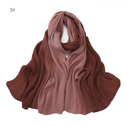 Women's Fashion Travel Gradient Color Pleated Composite Scarfs