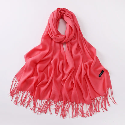 Imitation Cashmere Solid Color Long Warm Scarfs