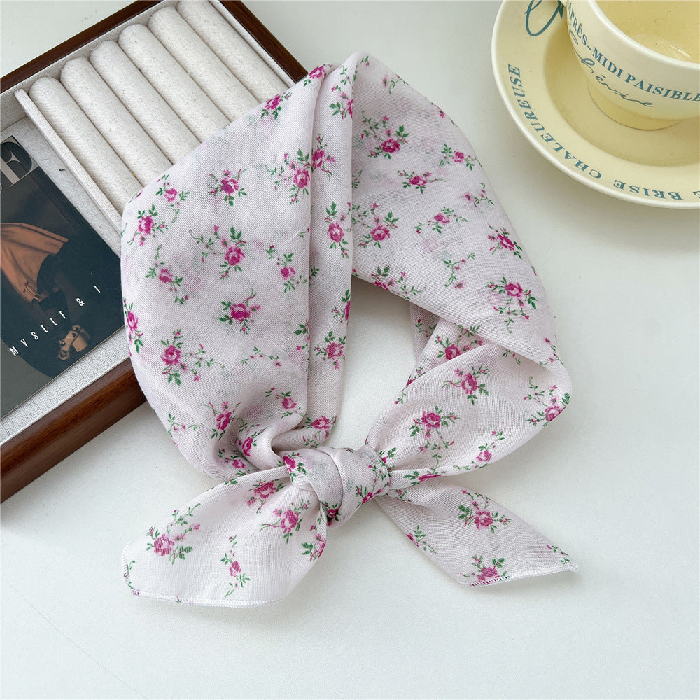 Women's Band Cotton Linen Small Square Towel Scarfs