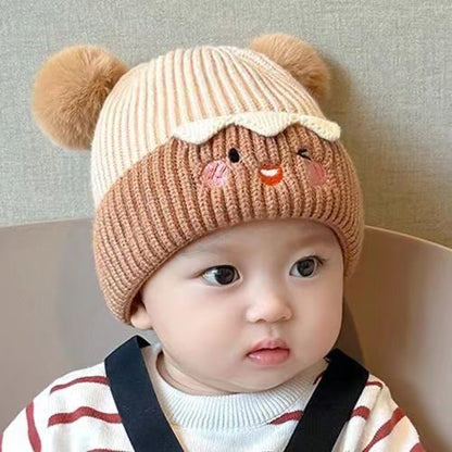 Cartoon Thermal Fur Ball Woolen Boys Kids' Headwear