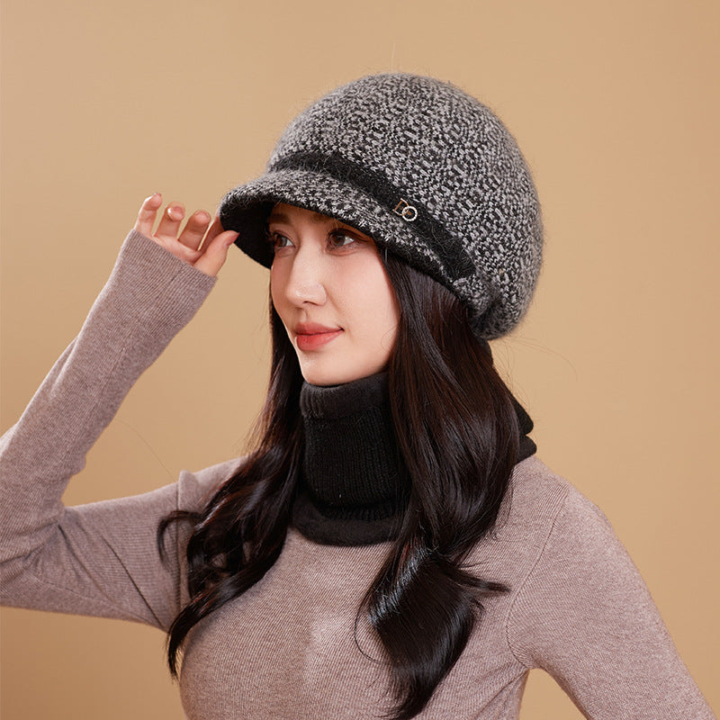 Women's Hat Knitted Warm Thickened Peaked Riding Hats & Caps