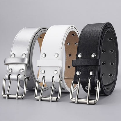 Women's & Men's Double Row Air Hole Pin Buckle Fashion Decorative Belts