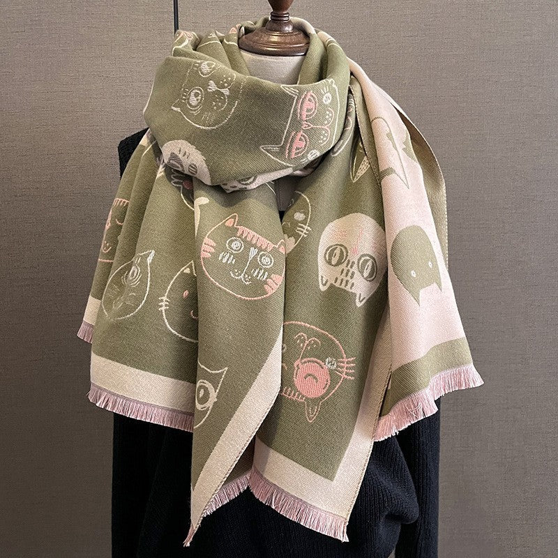 Women's Artificial Cashmere Korean Printed Elegant Warm Scarfs