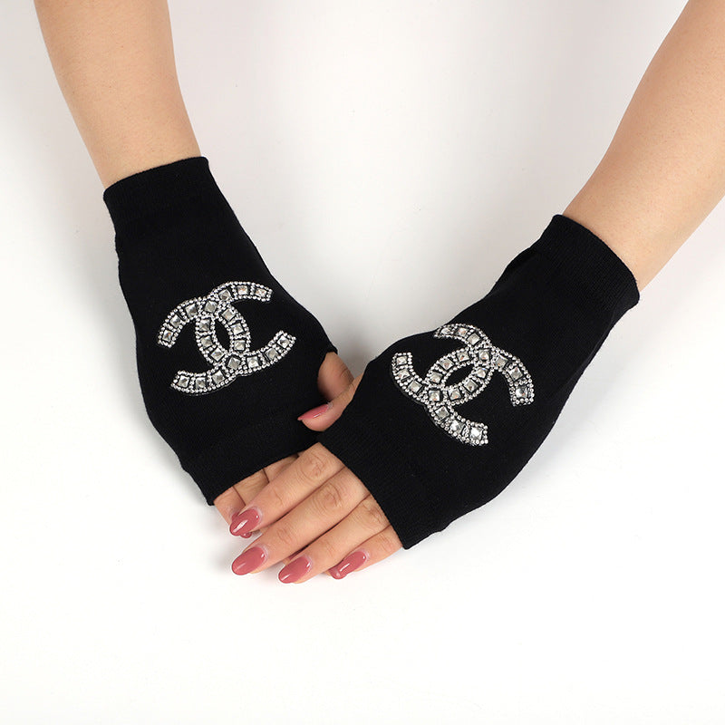 Women's & Men's Dance Open Finger Rivet Knitting Wool Gloves