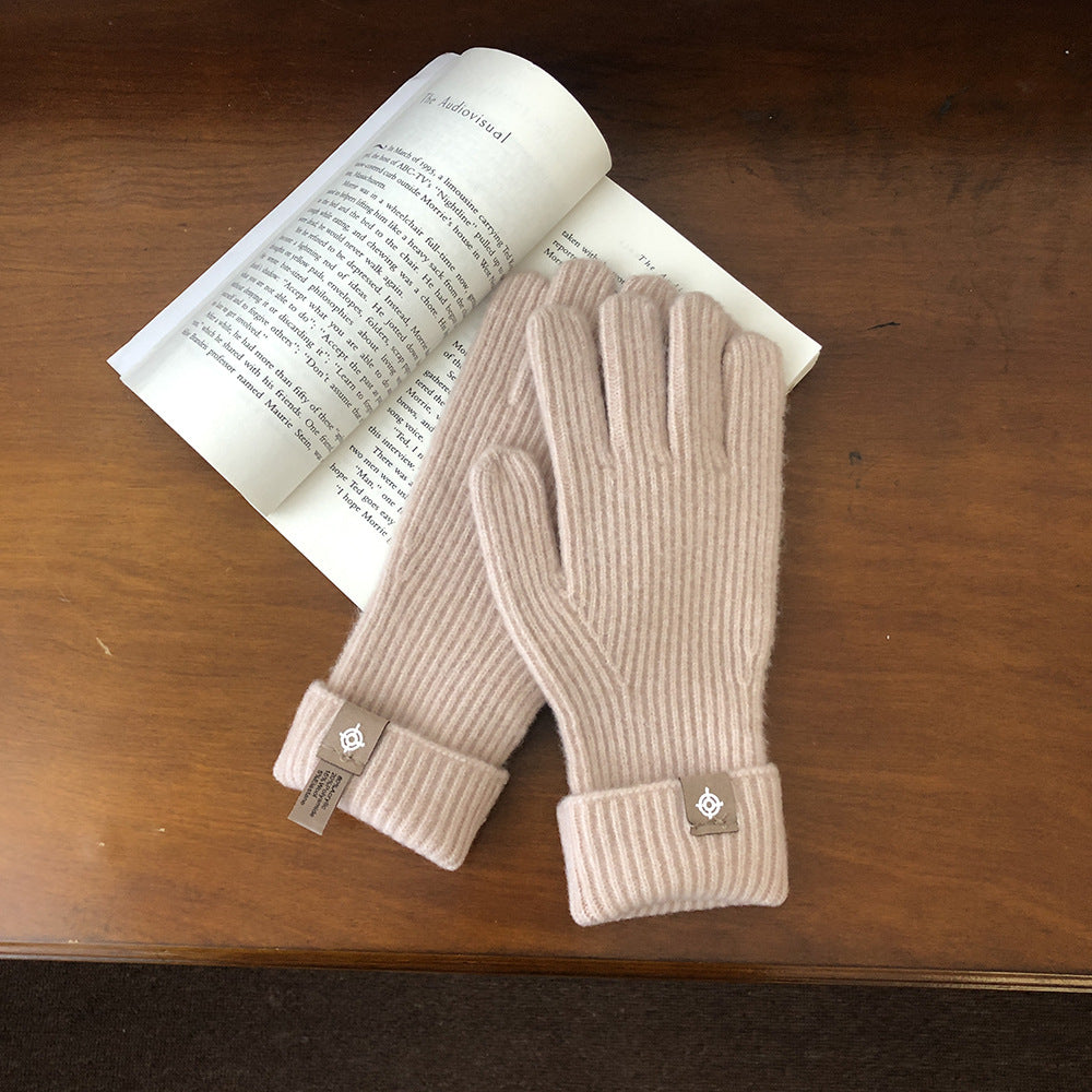 Surrogate Shopping Wool Solid Color Five Finger Gloves