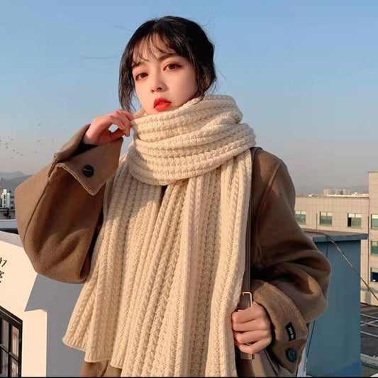 Style Wool Knitted Female Winter Korean Cute Wild Scarfs