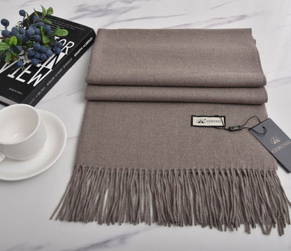 Women's Pilling Ge Solid Color Cashmere Thick Soft Wool Scarfs