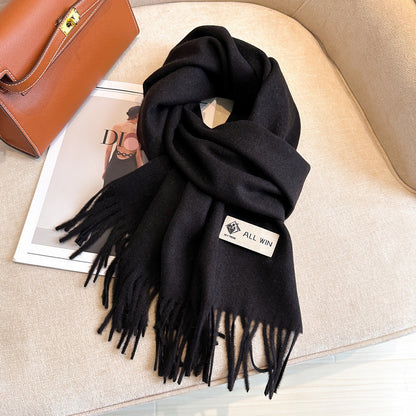 Women's Wool For Winter Warm Thickened Monochrome Shawl Scarfs