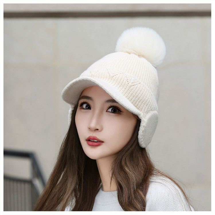 Women's Sky Knitted Plus Fluff Wool Peaked Hats & Caps