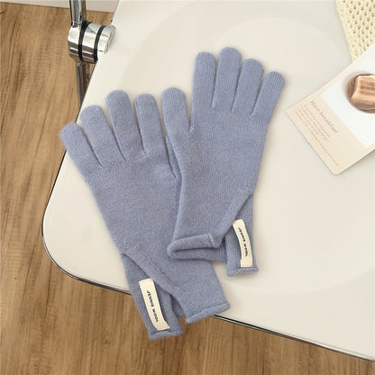 Winter Korean Style Pure Color Cute Five Finger Gloves