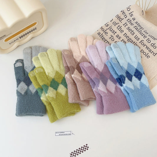 Female Winter Cold Protection Thickening Touch Gloves