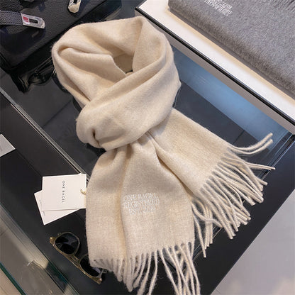 Women's & Men's Double-sided Solid Color Matching Tassel Threading Scarfs