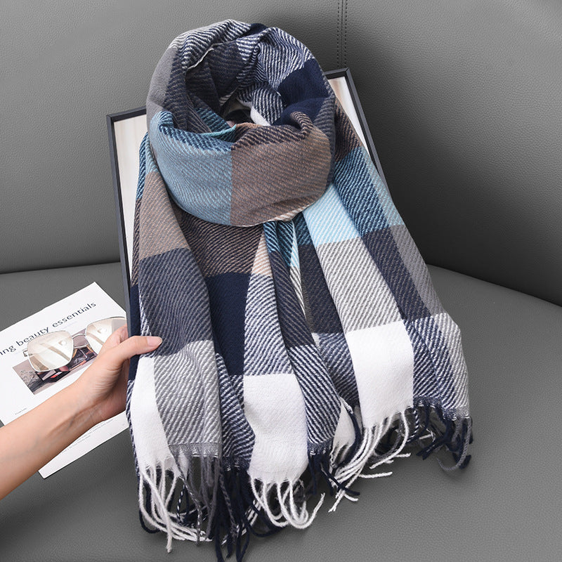 Women's Style Artificial Cashmere Classic Plaid Casual Tassel Scarfs