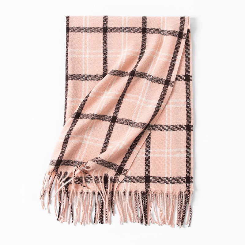 Style Sweet Warm Artificial Cashmere Plaid Couple Scarfs