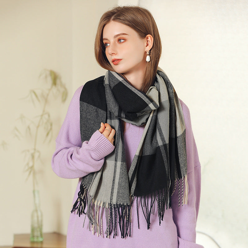 Women's Silk Pleasure Plaid Artificial Cashmere Winter Scarfs