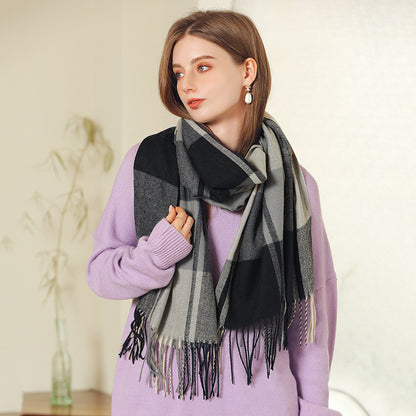 Women's Silk Pleasure Plaid Artificial Cashmere Winter Scarfs