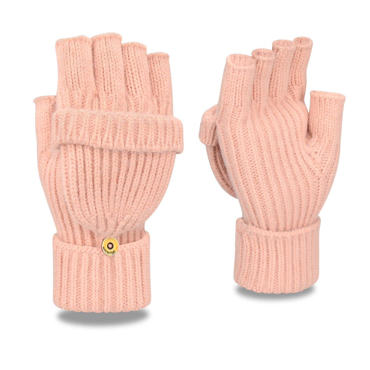 Women's & Men's Winter Half Finger Flip Knitted Thickened Warm Wool Gloves