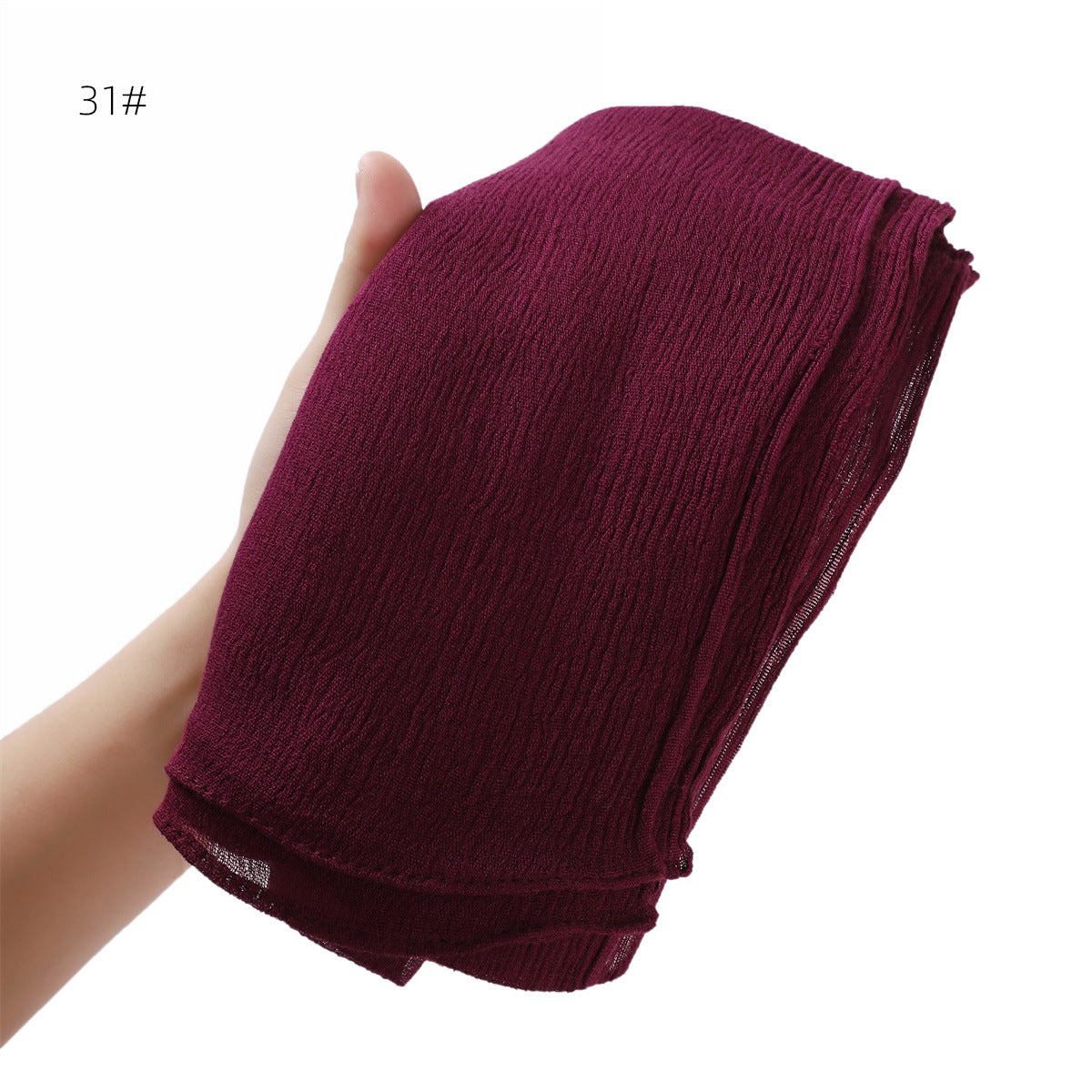 Solid Color Curling Pleated Rayon Fine Scarfs